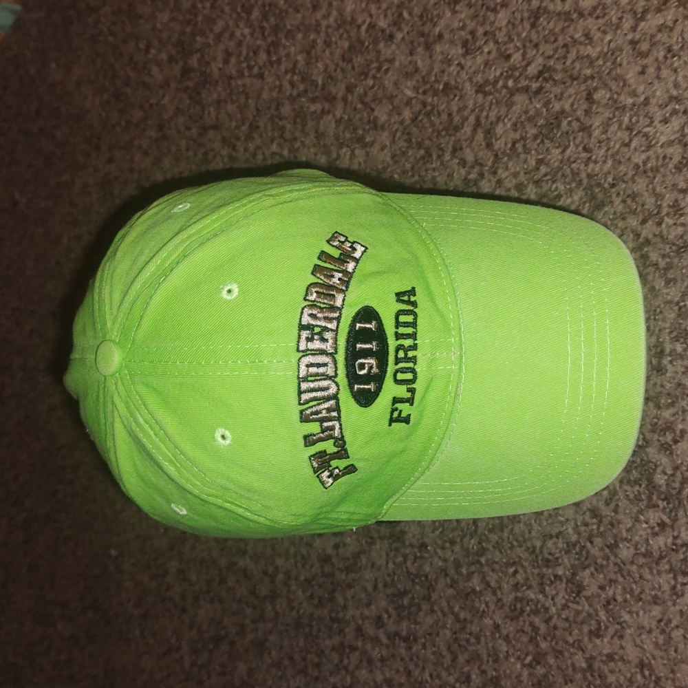 Lucky 7 USA Ft Lauderdale 1911 Florida Embroidered Neon Green Strap-on Hat Cap